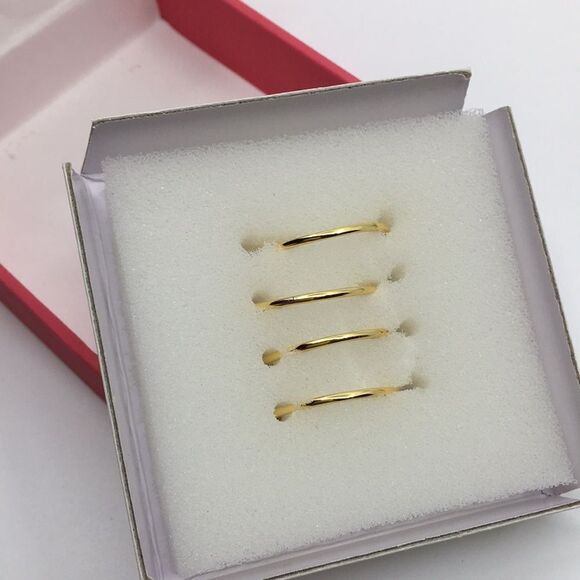 NIB Rachel Zoe Sterling Silver Vermeil Cubic Zirconia Mama Stacking Rings Sz 7 - Picture 6 of 11